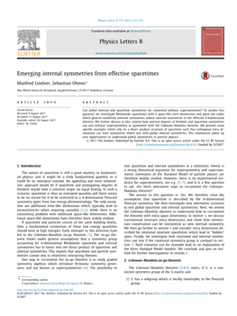 Emerging Internal Symmetries from Effective Spacetimes ∗ Manfred Lindner, Sebastian Ohmer