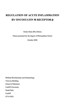 Regulation of Acute Inflammation by Oncostatin M Receptor-P