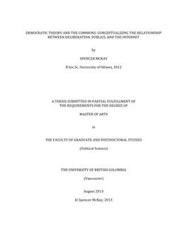 Democratic Theory and the Commons: Conceptualizing the Relationship Between Deliberation, Publics, and the Internet