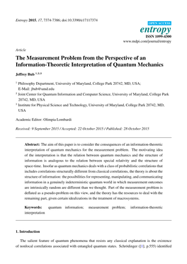 The Measurement Problem from the Perspective of an Information-Theoretic Interpretation of Quantum Mechanics