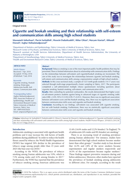 Cigarette and Hookah Smoking and Their Relationship with Self-Esteem