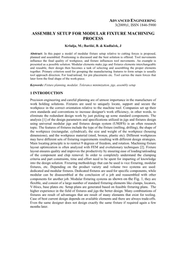Assembly Setup for Modular Fixture Machining Process