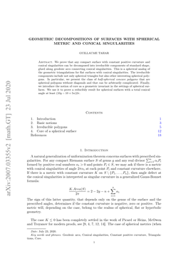 Arxiv:2007.03355V2 [Math.GT] 23 Jul 2020