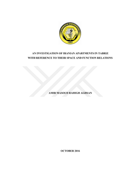 An Investigation of Iranian Apartments in Tabriz with Reference to Their Space and Function Relations