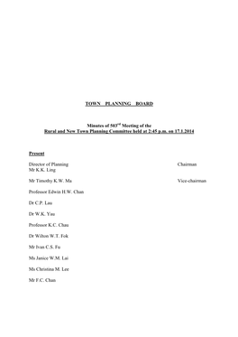 TOWN PLANNING BOARD Minutes of 503 Meeting of the Rural and New