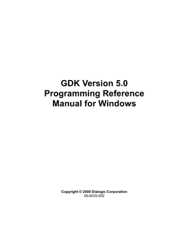 GDK 5.0 Programming Reference for Windows