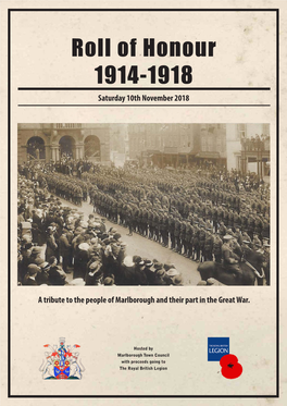 Roll of Honour 1914-1918 Saturday 10Th November 2018