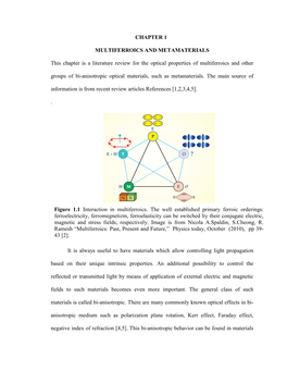 CHAPTER 1 MULTIFERROICS and METAMATERIALS This Chapter Is A