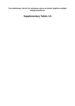Supplementary Tables 1-6 Supplementary Table 1