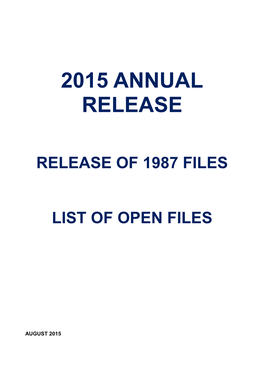 2015 Annual Release