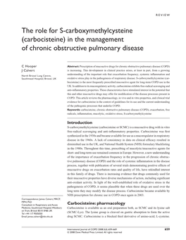 In the Management of Chronic Obstructive Pulmonary Disease