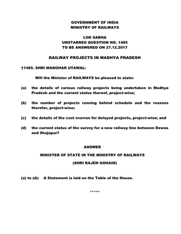 Railway Projects in Madhya Pradesh