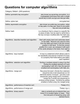 Questions for Computer Algorithms