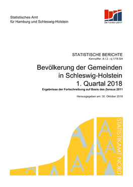 In Schleswig-Holstein 1. Quartal 2018 Bevölkerung Der Gemeinden