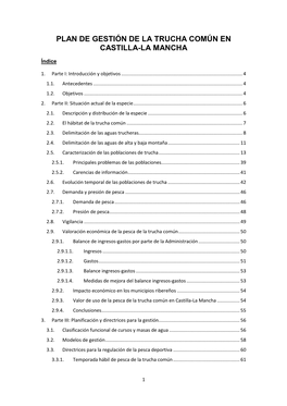 Plan De Gestión De La Trucha Común En Castilla-La Mancha