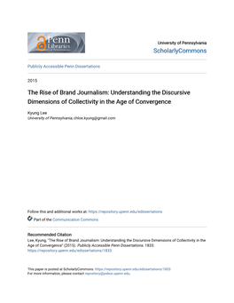 The Rise of Brand Journalism: Understanding the Discursive Dimensions of Collectivity in the Age of Convergence