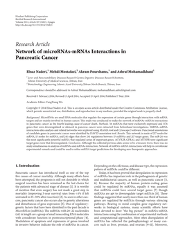 Network of Micrornas-Mrnas Interactions in Pancreatic Cancer