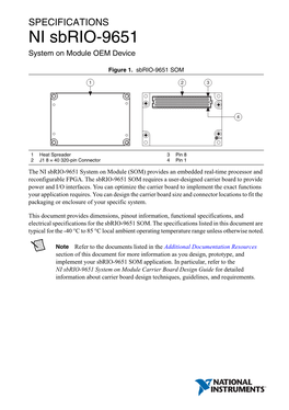 NI Sbrio-9651 System on Module OEM Device Specifications