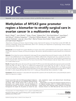 A Biomarker to Stratify Surgical Care in Ovarian Cancer in a Multicentre Study