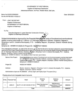 Subjectadministrative Approval for the Essential Maint Works of Functional and Non-Functional Assets Covering Total Length of 1.356 Km