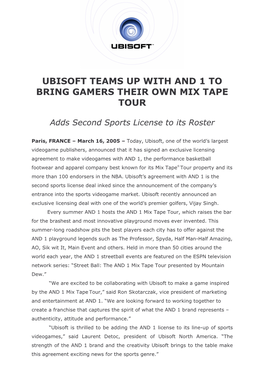 Ubisoft Teams up with and 1 to Bring Gamers Their Own Mix Tape Tour