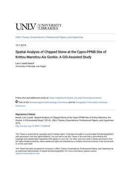 Spatial Analysis of Chipped Stone at the Cypro-PPNB Site of Krittou Marottou Ais Giorkis: a GIS-Assisted Study