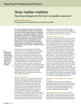 Grey Matter Matters: Teaching Strategies for the Brain Compatible