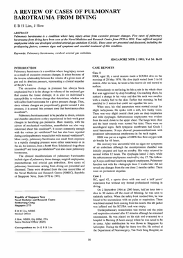 A REVIEW of CASES of PULMONARY BAROTRAUMA from DIVING EBH Lim, Jhow