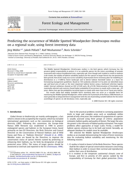 Predicting the Occurrence of Middle Spotted Woodpecker Dendrocopos Medius on a Regional Scale, Using Forest Inventory Data