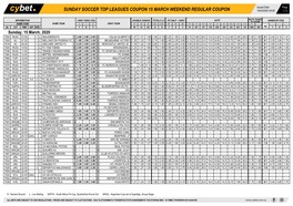 Sunday Soccer Top Leagues Coupon 15 March Weekend Regular Coupon 14/03/2020 09:26 1 / 2