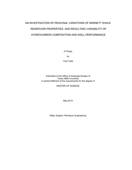 An Investigation of Regional Variations of Barnett Shale