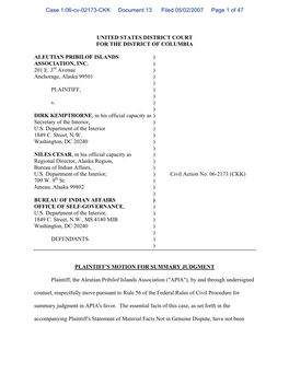 Case 1:06-Cv-02173-CKK Document 13 Filed 05/02/2007 Page 1 of 47