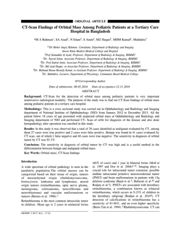 CT-Scan Findings of Orbital Mass Among Pediatric Patients at a Tertiary Care Hospital in Bangladesh