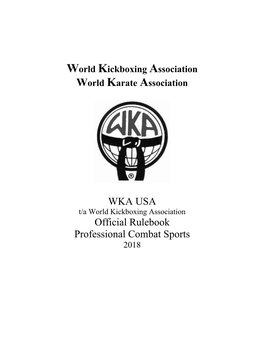 WKA USA Official Rulebook Professional Combat Sports