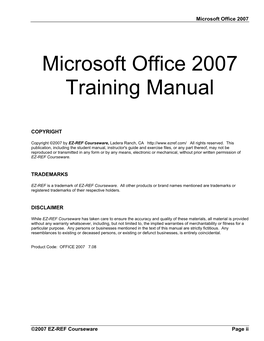 Microsoft Office 2007 Training Manual