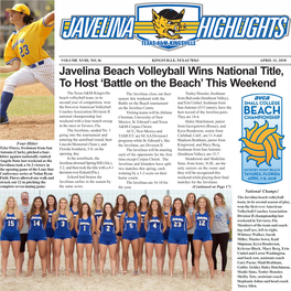 Javelina Beach Volleyball Wins National Title, to Host 'Battle on The
