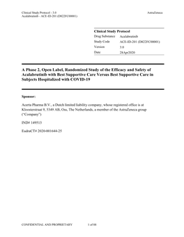 A Phase 2, Open Label, Randomized Study of the Efficacy and Safety Of