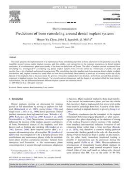 Predictions of Bone Remodeling Around Dental Implant Systems