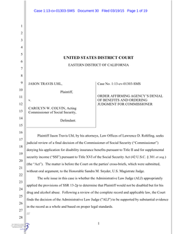 United States District Court 6 Eastern District of California 7