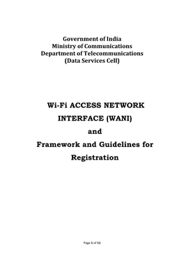 WANI) and Framework and Guidelines for Registration