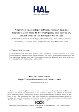 Negative Relationships Between Cellular Immune Response, Mhc