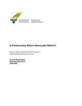 Is Parliamentary Reform Democratic Reform?