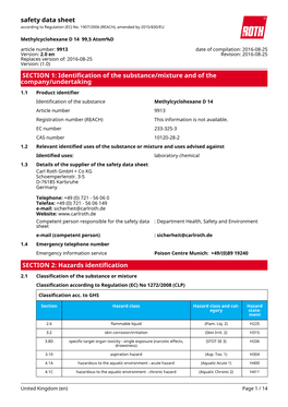 Safety Data Sheet: Methylcyclohexane D 14