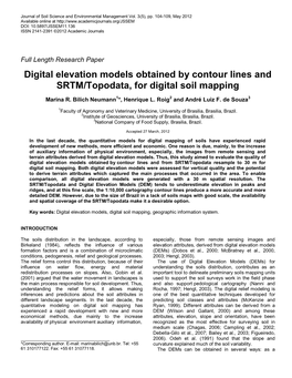 Digital Elevation Models Obtained by Contour Lines E SRTM/Topodata For