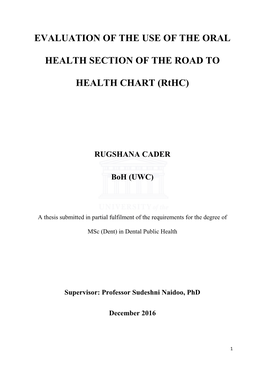 (Rthc) in MONITORING CHILDREN's ORAL HEALTH