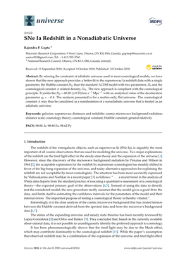 Sne Ia Redshift in a Nonadiabatic Universe