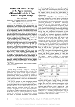 Impact of Climate Change on the Apple Economy of Himachal Pradesh