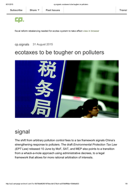 Ecotaxes to Be Tougher on Polluters Signal