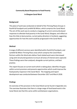 Community Based Responses to Food Poverty