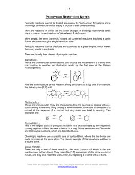 Pericyclic Reactions Notes